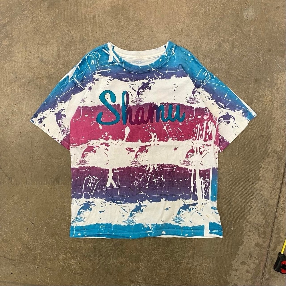 Vintage 90s Sea World Shamu AOP Whales Wildlife Nature Single Stitch T-Shirt XL